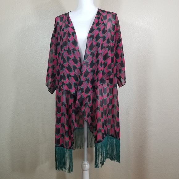 LuLaRoe Tops - Lularoe Monroe Kimono Wrap Geometric Size Large